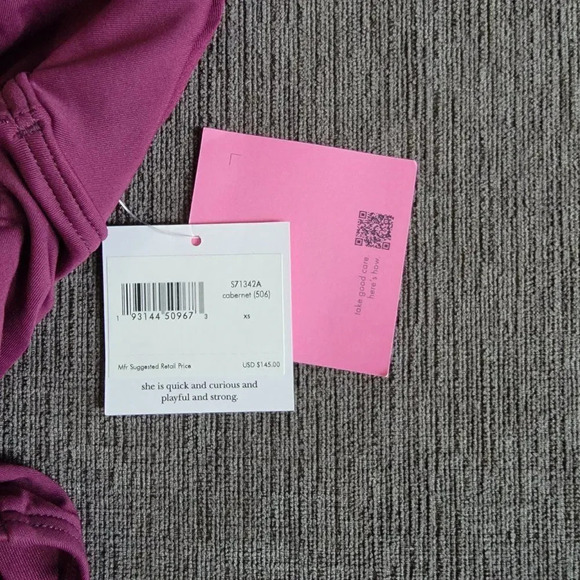 Kate Spade Women's Purple Belted Plunging Halter One Piece Swimsuit sz X… - Picture 6 of 9